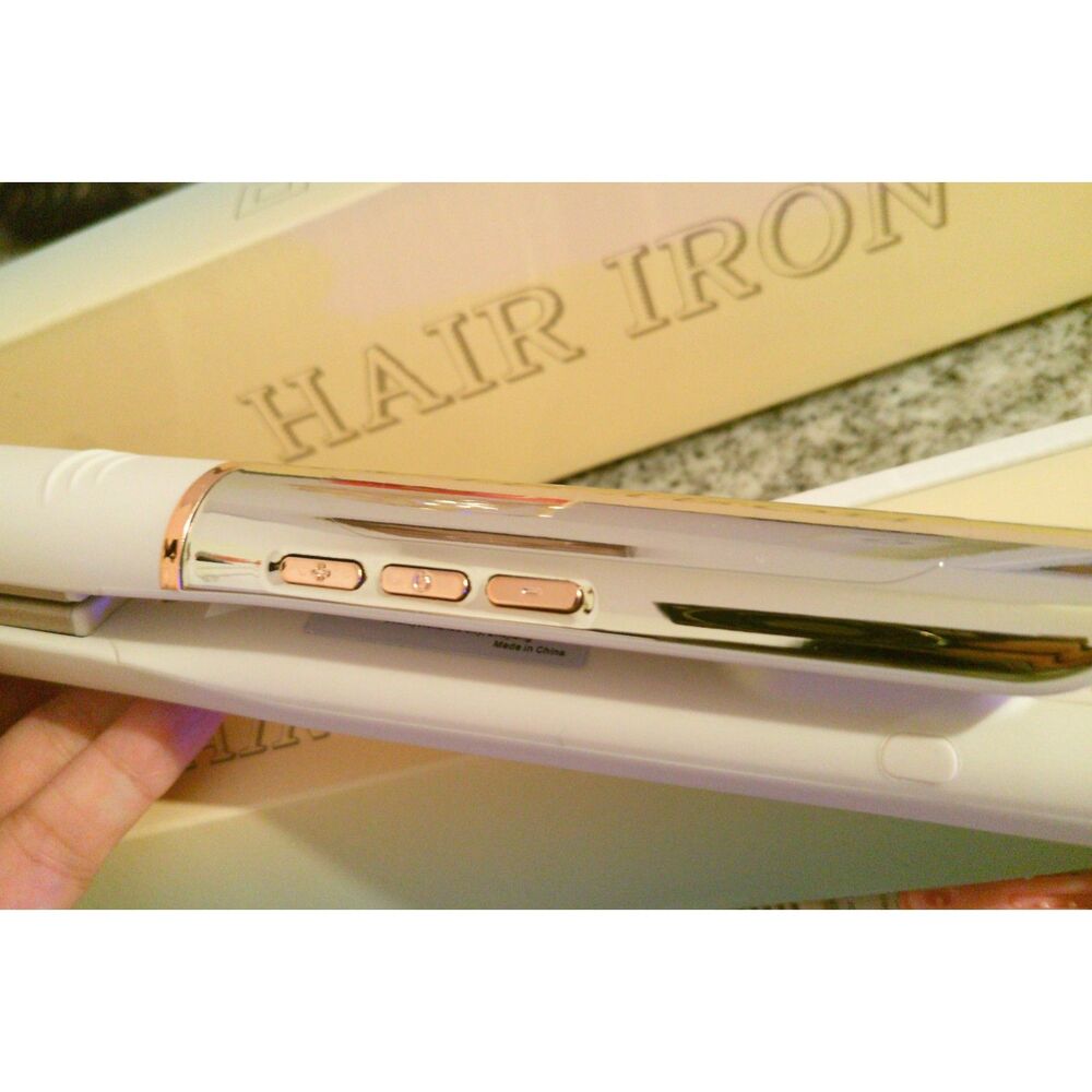 New Flat Iron Hair Straightener 20s Heat-Up 4 Temps LED Ionic White Gold - Picture 9 of 14